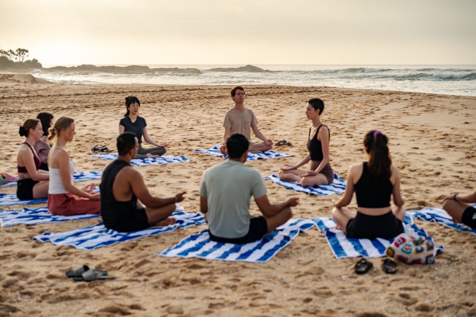 Beach meditation and breathwork at Rekawa Wellness Resort.