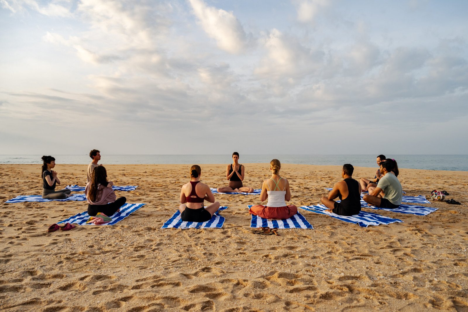 Guided beach meditation at Rekawa Wellness Resort.